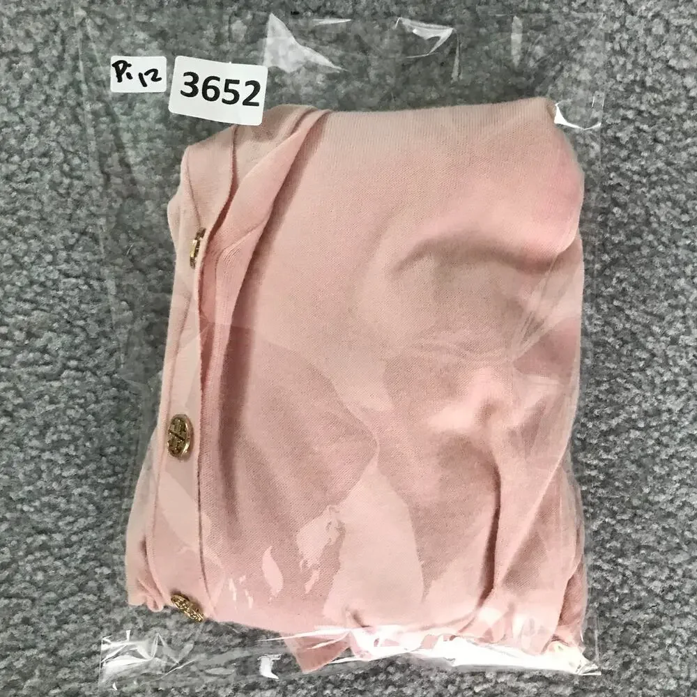 Tory Burch Madeline Cardigan Wmns Size XS/TP Coastal‎ Pink Gold Logo Buttons